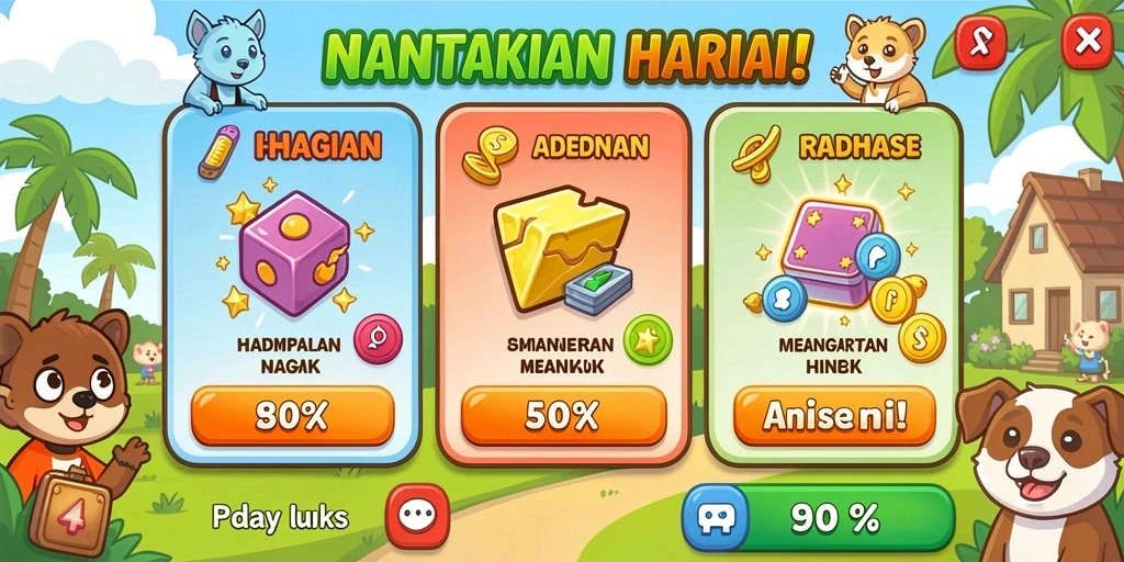 Tampilan menu permainan yang menarik dan mudah dinavigasi.